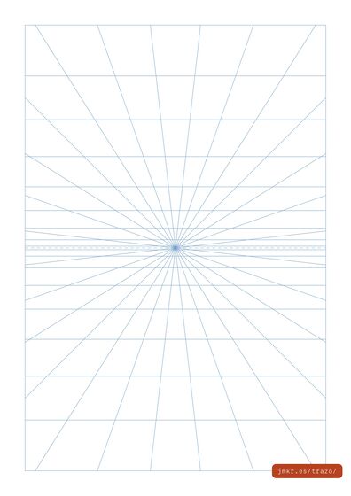 One-point perspective grid — printable A4 PDF from Trazo Studio
