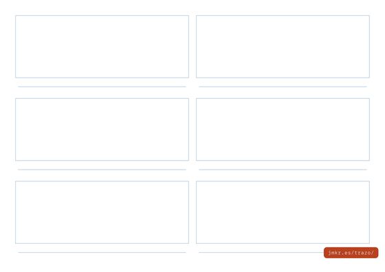 Storyboard template with framed panels and caption rows — printable PDF